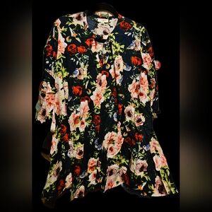 🌺Umgee Dress navy floral with bluebirds and hummingbirds